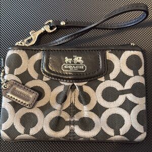 Coach Black and Silver Signature Wristlet
